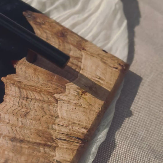 Oak burr and black onyx epoxy serving tray - video